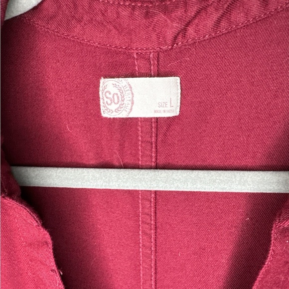 SO Burgundy Lace-Up Collared Sleeveless Dress - Picture 7 of 7